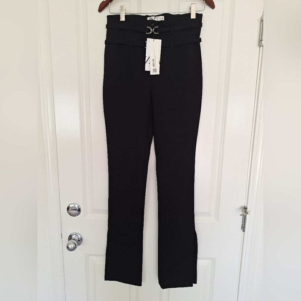 ZARA Black Pants with a side slit at the bottom size S